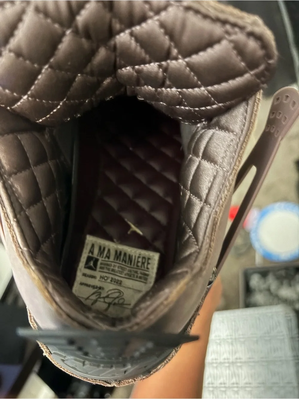 Jordan Men’s High-Top Sneaker — Brown with Cream Accents